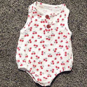 Cherry romper with two snap closure